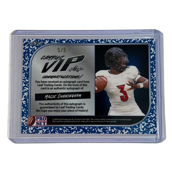 Malik Cunningham 2023 Leaf Pro Set Metal Campus Vip Crystal Pink Auto /5 Cards - Picture 6 of 6